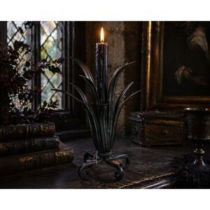 Vintage Hand Forged Metal Candle Holder Black Iron Lily Flower Candlestick